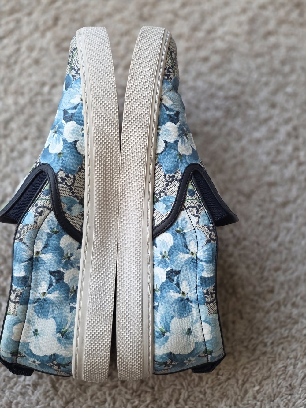 Mens's Gucci Blue Floral Slip-On Sneakers Size 9G - Picture 8 of 9